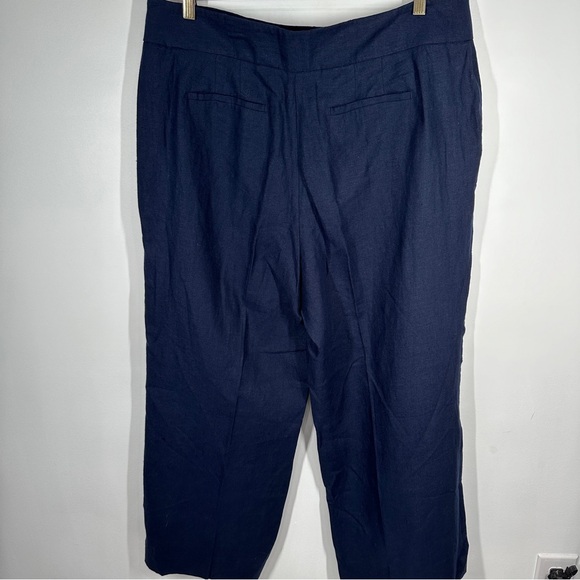 Talbots Navy Blue Greenwich Wide Leg Pants size 16 100% Linen - Picture 6 of 7